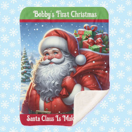 Cobertor Sherpa Nome Personalizado do Pai Natal do Primeiro Natal