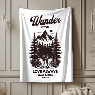 Cobertor Sherpa Nome personalizado e data presente de casamento, p