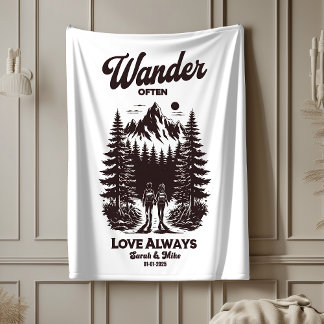 Cobertor Sherpa Nome personalizado e data presente de casamento, p