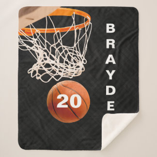 Cobertor Sherpa Nome personalizado e número de basquetebol Sherpa