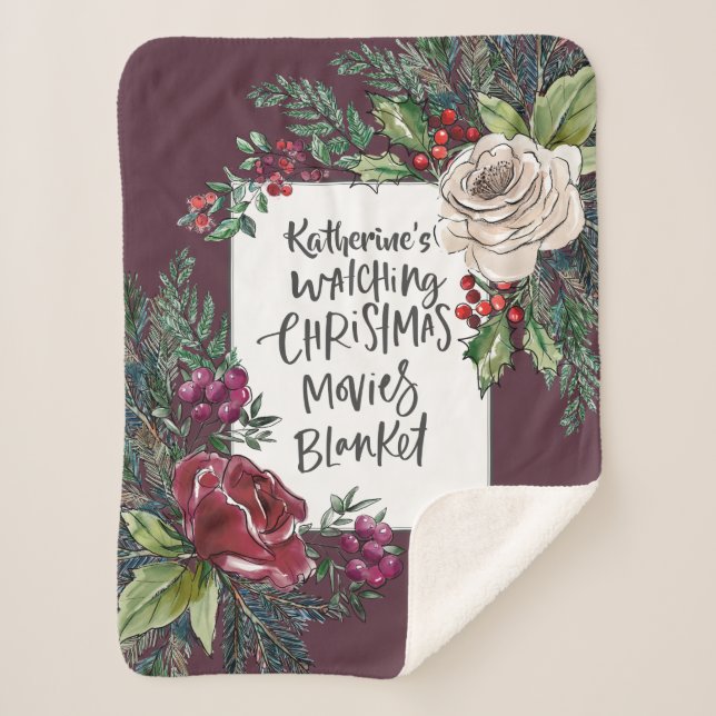 Cobertor Sherpa Nome Personalizado Filme de Natal Ver Feriado (Frente)