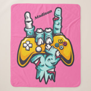 Cobertor Sherpa Nome personalizado Gamer Zombie Sherpa Blanket