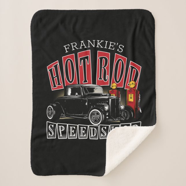 Cobertor Sherpa Nome Personalizado Garagem de Estação de Gás Compr (Frente)