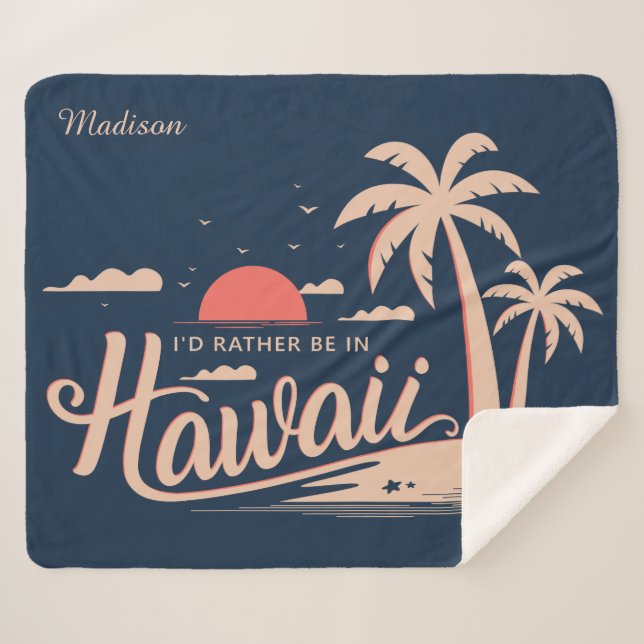 Cobertor Sherpa Nome personalizado Hawaii (Frente (Horizontal))