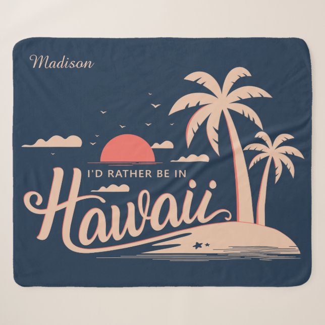 Cobertor Sherpa Nome personalizado Hawaii (Frente (Horizontal))
