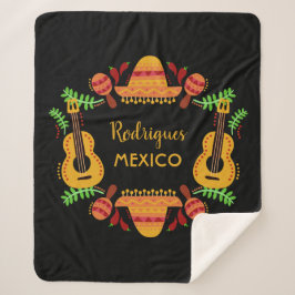 Cobertor Sherpa Nome personalizado MEXICO Ilustração lançar cobert