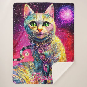 Cobertor Sherpa Nome Personalizado Pink Pink de Pincel de Ar