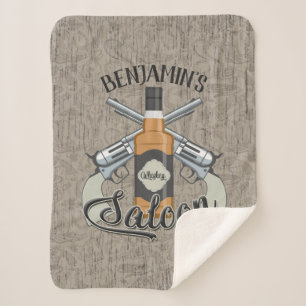 Cobertor Sherpa Nome Personalizado Vovente do Cowboy Gun Whiskey S