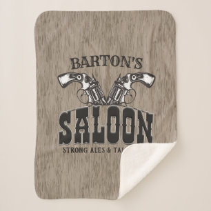 Cobertor Sherpa Nome personalizado Wild West Gun Revolver Saloon