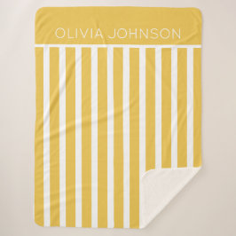 Cobertor Sherpa Nome Personalizável em Faixa Amarela de Verão