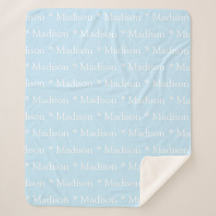 Cobertor Sherpa Nome personalizável, texto, branco azul claro