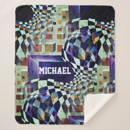 Cobertor Sherpa Nome Psicodélico Geométrico Arte para Meninos