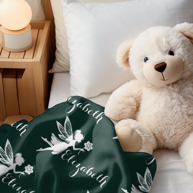 Cobertor Sherpa Nome repetitivo Fairy Magic Fern Glade Green (Criador carregado)