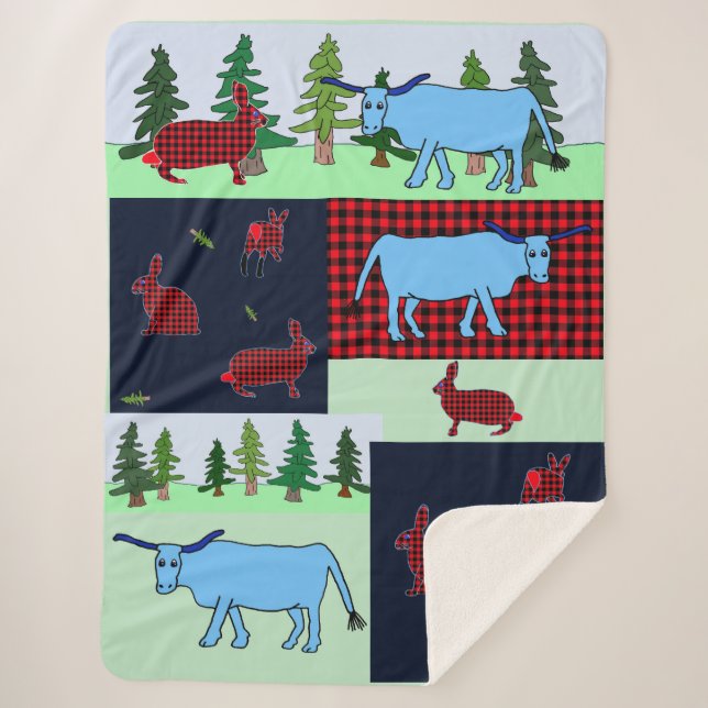 Cobertor Sherpa Northwoods Lumberjackrabbit e Babe Blanket (Frente)