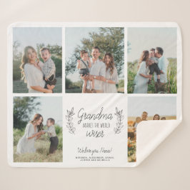 Cobertor Sherpa Nós te amamos vovó 5 foto colagem personalizada
