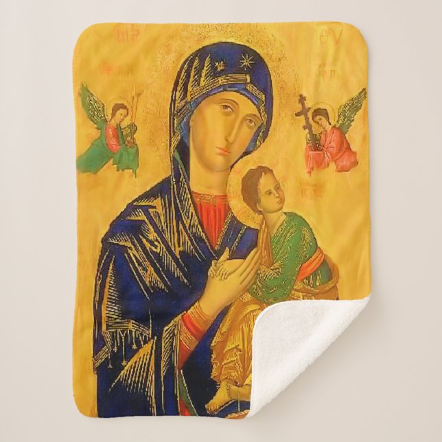 Cobertor Sherpa Nossa Mãe da Ajuda Perpétua (Frente)