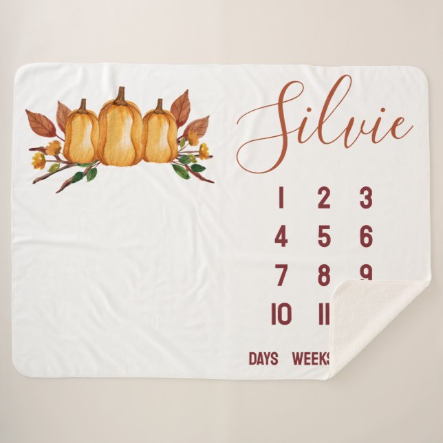 Cobertor Sherpa Nossa Pequena Abóbora, Milho Floral Do Bebê (Frente (Horizontal))