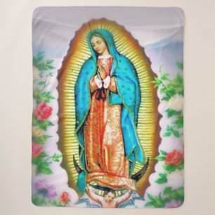 Cobertor Sherpa Nossa Senhora de Guadalupe Floral