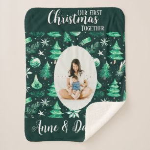 Cobertor Sherpa Nosso primeiro Natal juntos Querida Mãe Verde