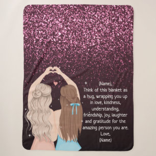 Cobertor Sherpa Nota Personalizada de Glittery Sparkle Girls de ro