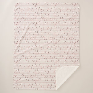 Cobertor Sherpa Notas Musicais Rosa Bege 