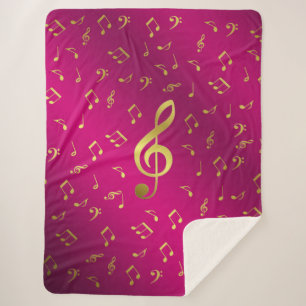 Cobertor Sherpa notas musicais, Sherpa Blankets, artesanato, feria