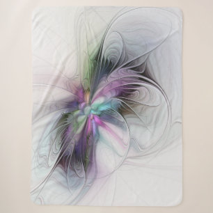 Cobertor Sherpa Nova Vida, Fantasia Colorida de Arte Fractal Abstr