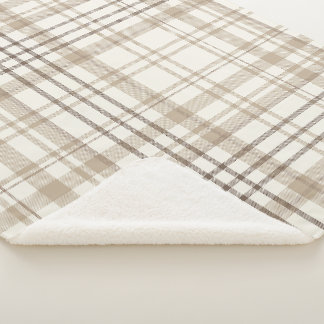 Cobertor Sherpa Nova Xadrez Bege e Taupe de Fazenda
