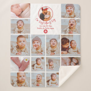 Cobertor Sherpa Novo papai Colagem de Fotografias Manter o Primeir