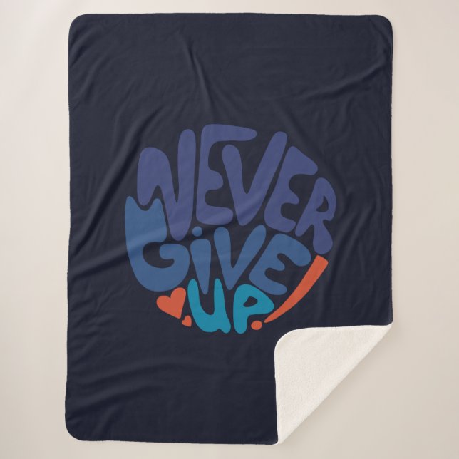 Cobertor Sherpa Nunca desiste - Azul e Vermelho Aniversário escuro (Frente)