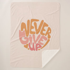 Cobertor Sherpa Nunca desistir - Motivação Diária Rosa e Laranja