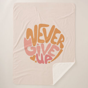 Cobertor Sherpa Nunca desistir - Motivação Diária Rosa e Laranja