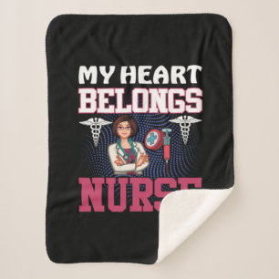 Cobertor Sherpa Nurse Gift   My Heart Belongs Nurse