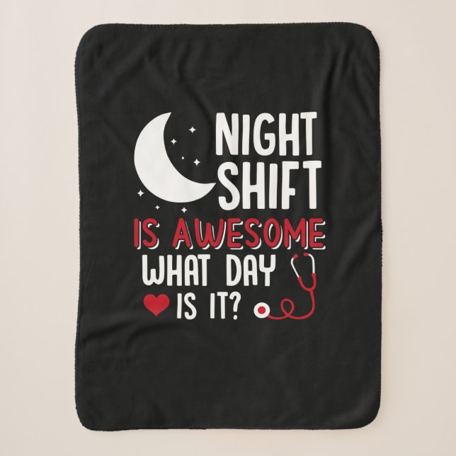 Cobertor Sherpa Nurse Gift | Night Shift Is Awesome (Frente)