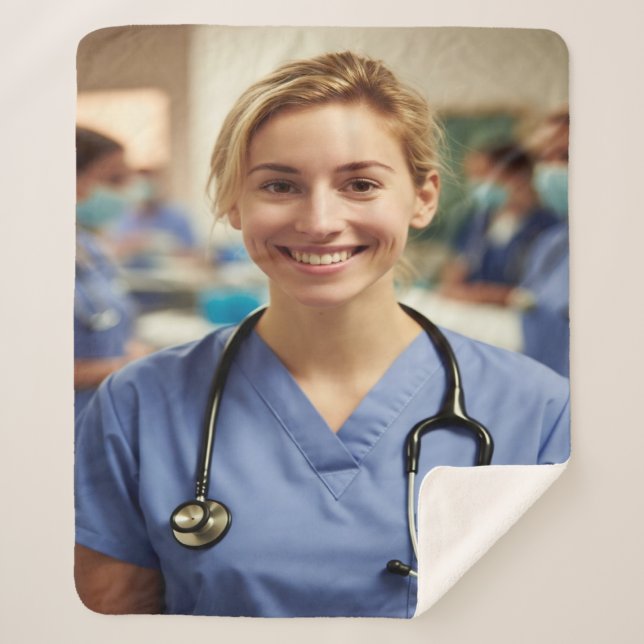 Cobertor Sherpa Nurse Photo Customize Personalize (Frente)