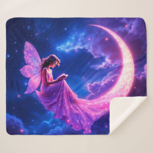 Cobertor Sherpa Nursery rosa fantasia de fada brilhando neon moon