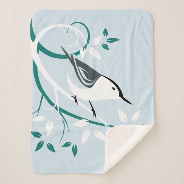 Cobertor Sherpa Nuthatch branco (Frente)