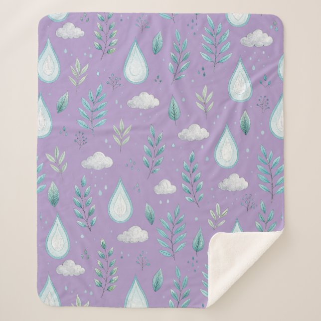 Cobertor Sherpa Nuvem de Chuva Roxa – Aconchegante (Frente)