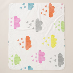 Cobertor Sherpa Nuvens Sonhadoras: Chuva De Coração Por Aquarela
