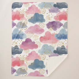 Cobertor Sherpa Nuvens sonhadoras de aquarelas