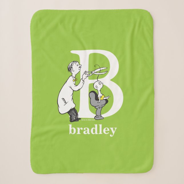 Cobertor Sherpa O ABC do Dr. Seuss: Letra B - Branco | Adicione se (Frente)