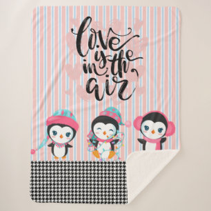 Cobertor Sherpa O amor está no soquete da Xadrez do Pinguim-Ar