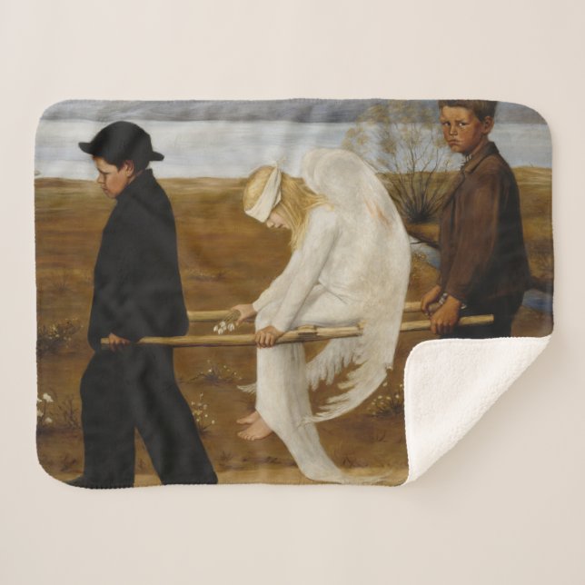 Cobertor Sherpa O Anjo Ferido (por Hugo Simberg) (Frente (Horizontal))