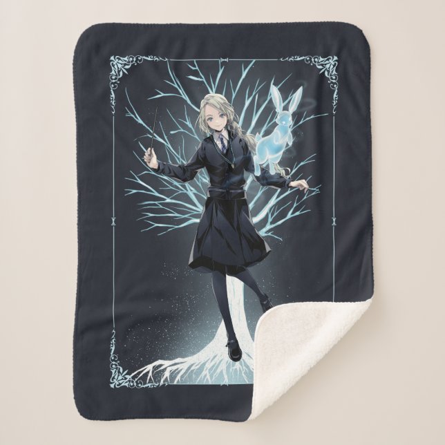 Cobertor Sherpa O Coelho da Anime Luna Lovegood Patronus (Frente)
