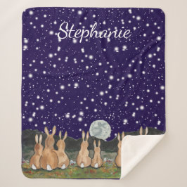 Cobertor Sherpa O coelho do céu azul-Marinho da Lua