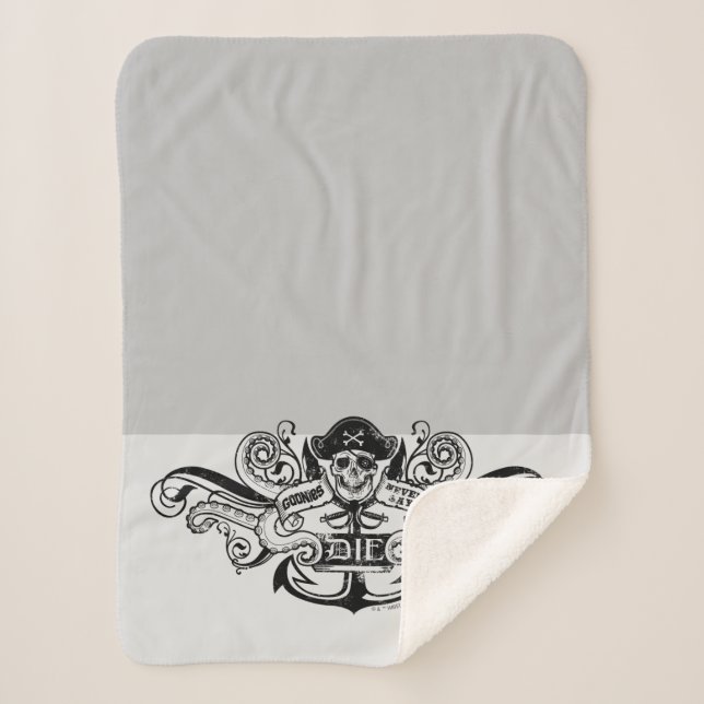 Cobertor Sherpa O Crachá Pirata "Nunca Diga Morrer" (Frente)