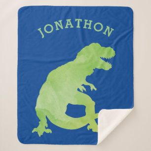 Cobertor Sherpa O dinossauro verde da silhueta da aguarela caçoa 