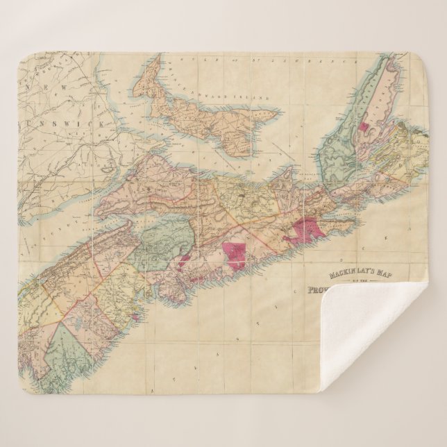Cobertor Sherpa O mapa de Mackinlay da província de Nova Escócia 3 (Frente (Horizontal))