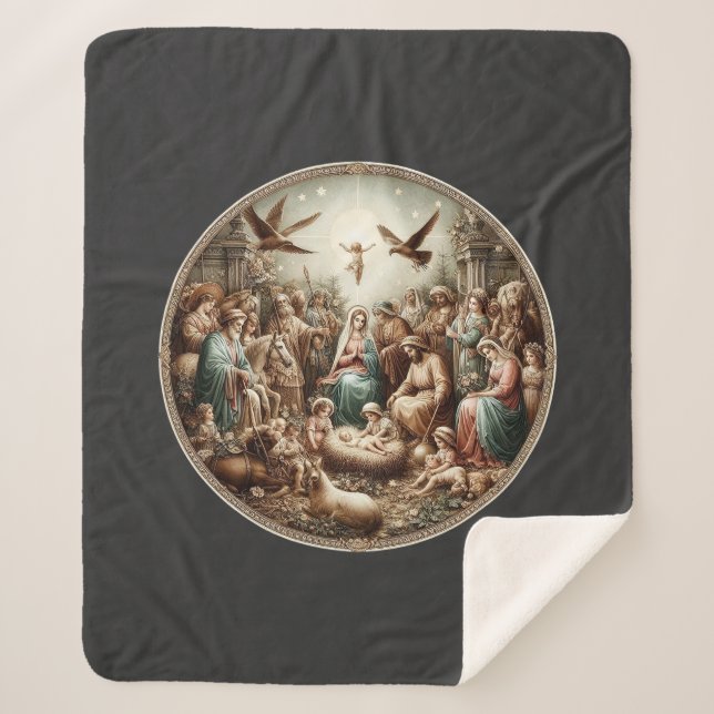 Cobertor Sherpa O nascimento de Jesus Cristo (Frente)