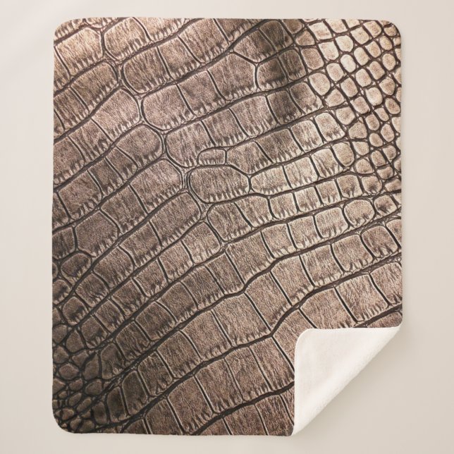 Cobertor Sherpa O padrão de couro elegante se fecha. (Frente)